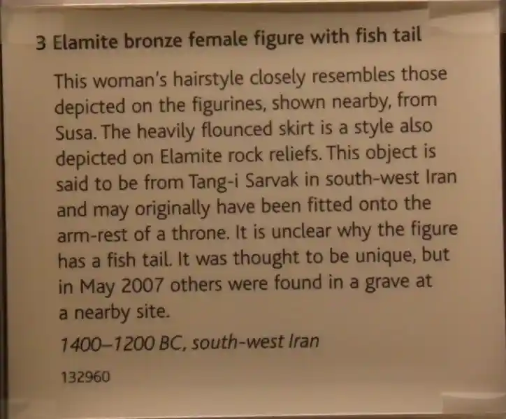 Elamite bronze female figure with fish tail